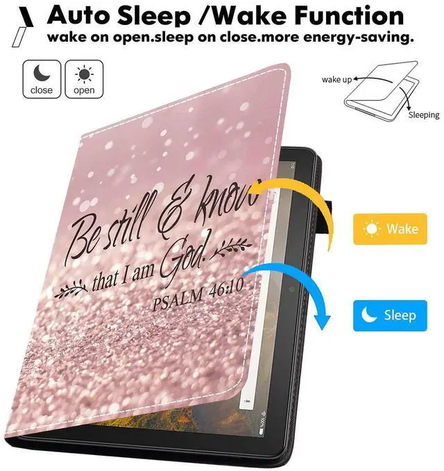 Alt view image 3 of 5 - FVAENDHIO Case for Amazon Fire HD 10 & Fire HD 10 Plus Tablet (11th Generation, 2021 Release) - Premium PU Leather Cover with Auto Sleep Wake, Bible Verses Psalm 46:10