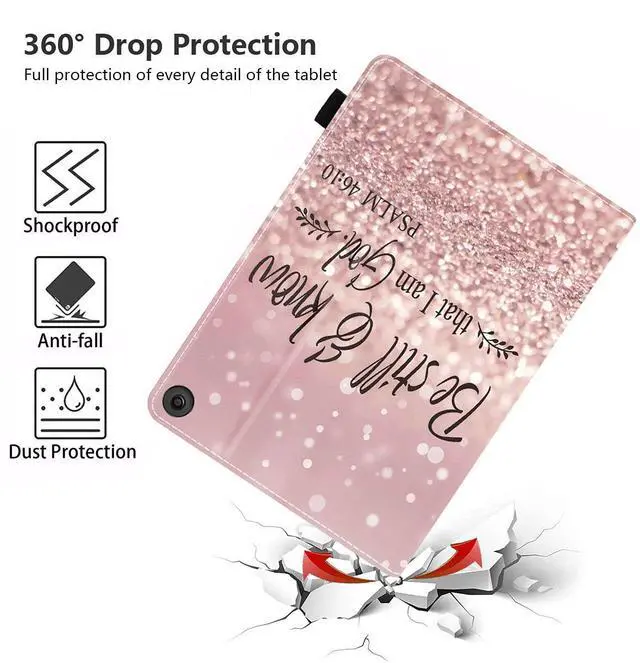 Alt view image 5 of 5 - FVAENDHIO Case for Amazon Fire HD 10 & Fire HD 10 Plus Tablet (11th Generation, 2021 Release) - Premium PU Leather Cover with Auto Sleep Wake, Bible Verses Psalm 46:10