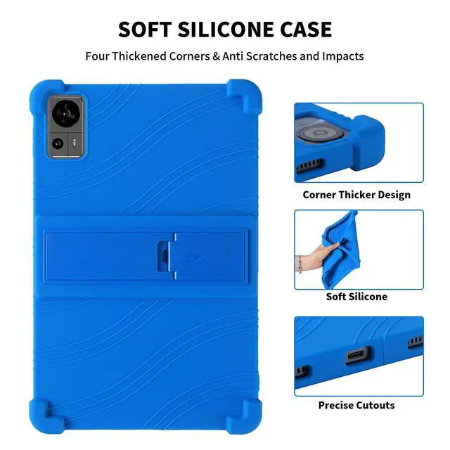 Alt view image 2 of 5 - Hoibon for TECLAST T60 2024 Tablet Case with Kickstand [Kids Friendly] Shockproof Silicone Case with Tempered Glass Screen Protector for TECLAST T60 Tablet Android 14 (Blue)