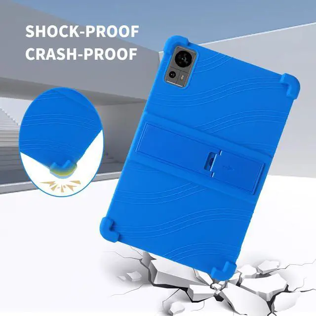 Alt view image 4 of 5 - Hoibon for TECLAST T60 2024 Tablet Case with Kickstand [Kids Friendly] Shockproof Silicone Case with Tempered Glass Screen Protector for TECLAST T60 Tablet Android 14 (Blue)