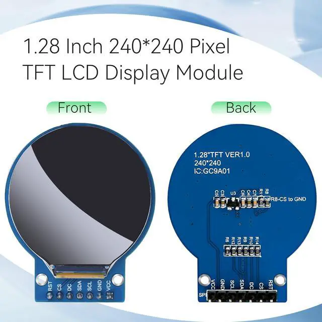 Alt view image 2 of 5 - YELUFT 5pcs 1.28 Inch TFT LCD Display Module Round 240 x 240 Pixel RGB 65K Color GC9A01 Driver 4 Wire SPI Interface Self-Luminous Display Board for Arduino/Raspberry Pi/ESP32 (Pre-Soldered)