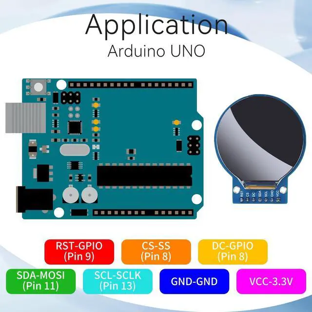 Alt view image 5 of 5 - YELUFT 5pcs 1.28 Inch TFT LCD Display Module Round 240 x 240 Pixel RGB 65K Color GC9A01 Driver 4 Wire SPI Interface Self-Luminous Display Board for Arduino/Raspberry Pi/ESP32 (Pre-Soldered)