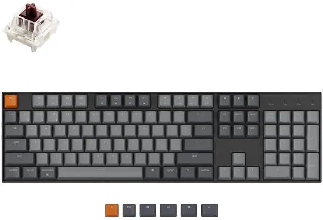 Main image of Keychron K10 Full Size Layout White LED Backlit Hot-Swappable Mechanical Keyboard for Mac Windows, Multitasking 104-Key Bluetooth Wireless/USB Wired Computer Keyboard with K Pro Brown Switch