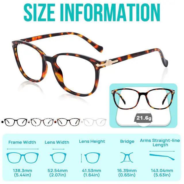 Alt view image 5 of 5 - WEMOOTANTS 4 Packs Blue Light Blocking Readers 2.25 for Women Large Brown Tortoise Reading Glasses for Computer 1.0 1.25 1.5 1.75 2.0 225 2.5 2.75 3.0 3.5 4.0