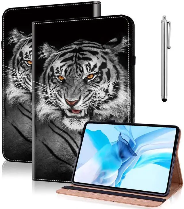 Main image of Case for iPad 9th/8th/7th Generation 10.2 Inch (2021/2020/2019), iPad Air 3 2019/ Pro 10.5 2017 Case with Auto Wake/Sleep & Elastic Band, Multi-Angle Viewing Stand Cover - Black Tiger