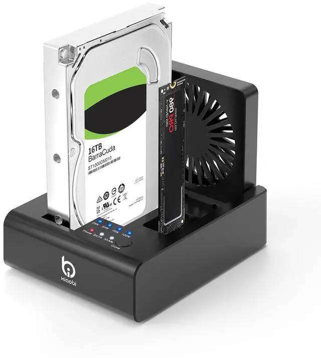 Main image of M.2 NVMe & SATA HDD Docking Station,10Gbps USB3.2 Gen2 SSD Cloner for M.2 NVMe SSD + SATA 2.5/3.5 HDD Converter, Offline Cloning, Tool-Free, Cooling Fan
