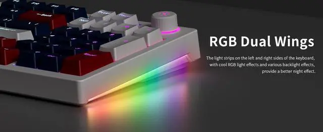Alt view image 2 of 5 - Agliexel A01 96-Key White Quiet Mechanical Keyboard  Full Size Gaming Keyboard with Colorful Lights, Yellow Switches, USB Wired  Compact 96% Layout, Anti-Ghosting