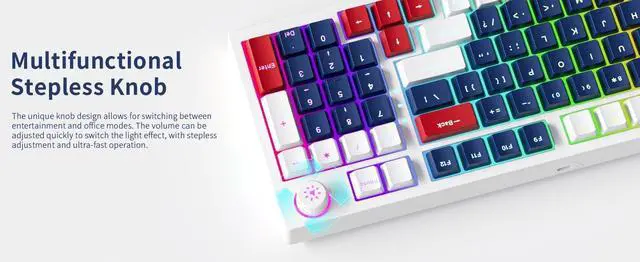 Alt view image 3 of 5 - Agliexel A01 96-Key White Quiet Mechanical Keyboard  Full Size Gaming Keyboard with Colorful Lights, Yellow Switches, USB Wired  Compact 96% Layout, Anti-Ghosting