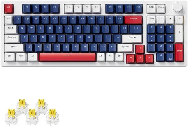 Main image of Agliexel A01 96-Key White Quiet Mechanical Keyboard  Full Size Gaming Keyboard with Colorful Lights, Yellow Switches, USB Wired  Compact 96% Layout, Anti-Ghosting