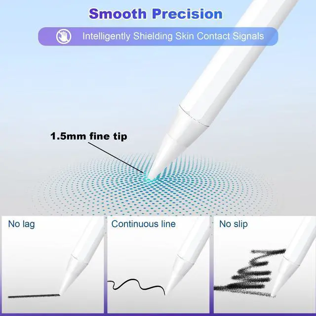 Alt view image 2 of 5 - Stylus Pen for iPad A16 11th/10th 2025-2018 2Pack Pencil Pro with Palm Rejection & Tilt Sensitivity Stylus Pen for iPad A16/11/10/9/8/7/6th,Pro 12.9/11/13 inch M4,Air M2/M3/5/4/3,Mini A17/5th/6th