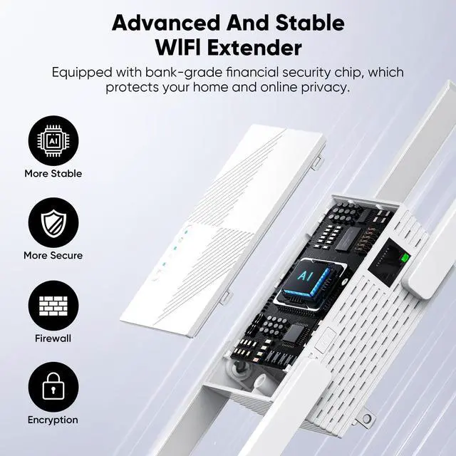 Alt view image 2 of 5 - 2025 WiFi Repeater,WiFi Extender Signal Booster for Whole Home & Backyard with Ethernet Port, Wireless Repeater Amplifier Long Range Covers up to 10,000 sq.ft, 4X Faster Repeater Work with Any Router