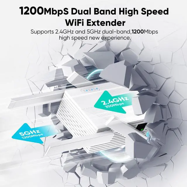 Alt view image 3 of 5 - 2025 WiFi Repeater,WiFi Extender Signal Booster for Whole Home & Backyard with Ethernet Port, Wireless Repeater Amplifier Long Range Covers up to 10,000 sq.ft, 4X Faster Repeater Work with Any Router