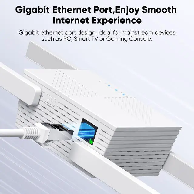 Alt view image 4 of 5 - 2025 WiFi Repeater,WiFi Extender Signal Booster for Whole Home & Backyard with Ethernet Port, Wireless Repeater Amplifier Long Range Covers up to 10,000 sq.ft, 4X Faster Repeater Work with Any Router