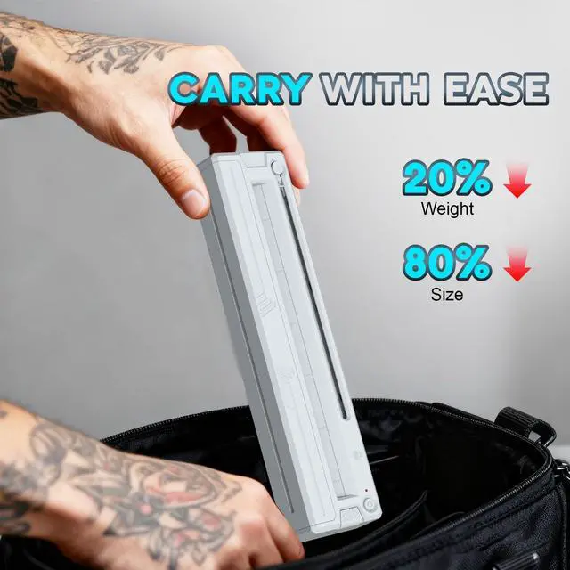 Alt view image 2 of 5 - New Tattoo Stencil Printer - Wireless Bluetooth Thermal Kit with 10 Transfer Papers, Fits Custom-Size A4-A8 Width Thermal Paper, Works for Phones/Tablets/PC/Mac, for Artists & Beginners - Grey