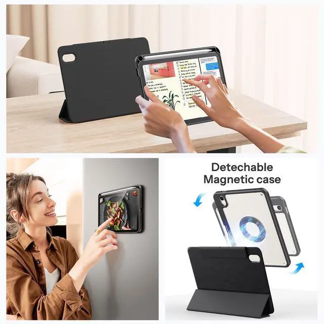 Alt view image 5 of 5 - SPARIN Case for iPad mini 7 A17 Pro 2024/iPad Mini 6 2021 8.3 Inch, Detachable Magnetic Cover, Portrait/Landscape Stand with Pencil Holder, Support Auto Wake/Sleep (Black)