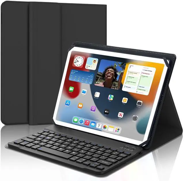 Main image of Universal Tablet Keyboard Case for 9",9.7",10.1",10.2",10.5",10.9",11" Tablets, Rechargeable Wireless Bluetooth Keyboard, Smart Folio Leather Cover with Stretch Strap for Android/iOS/Windows Tablet