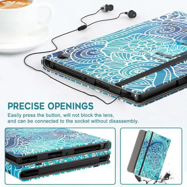 Alt view image 5 of 5 - VORI Case for All-New Amazon Kindle Fire HD 10 Tablet and Fire HD 10 Plus (13th/11th Generation 2023/2021 Release) - Slim Folding Stand Folio Cover with Auto Wake/Sleep & Hand Strap, Abstract Floral