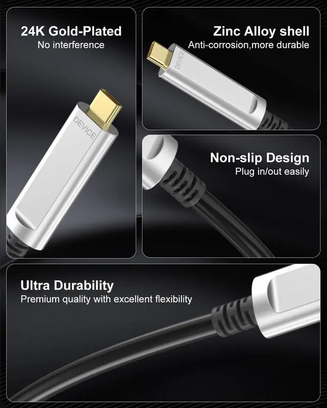 Alt view image 2 of 5 - YSerendept 50ft USB C to USB C Cable Fiber Optic,Long Extension 10Gbps High Speed Data Transfer,Compatible with Webcams, Cameras,Gaming Consoles,Hubs,HDDs,VR AR