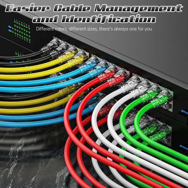 Alt view image 3 of 4 - 4 Feet Cat6 Patch Cables(24 Pack), Solid Pure Copper Patch Cord, Cat 6 Ethernet Cable, UTP Network, High Speed RJ45 Internet Cables, Compatible for Router, Switche, PC, Server, PS4/5, Xbox - Black