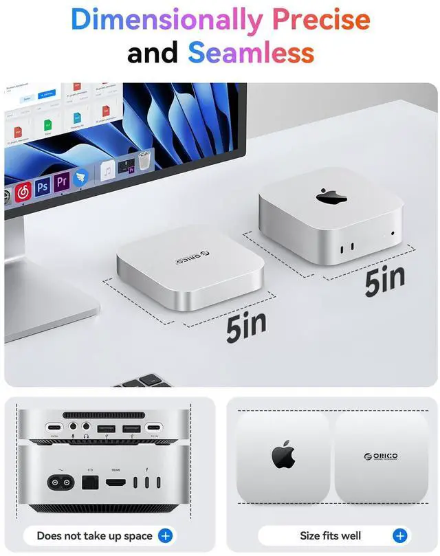 Alt view image 4 of 5 - ORICO MiniMate Pro+ 40Gbps Mac mini M4 Docking Stand & Hub with Built-in 2TB NVMe SSD (Non-Removable) Mac mini M4 and M4 Pro 2025, Aluminum USB4 Dock, 3.5mm Audio I/O, 2×USB-A, Compatible with USB4