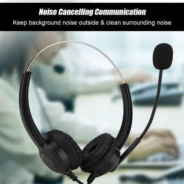 Alt view image 2 of 4 - Call Center USB Headset Noise Cancelling 360° Rotation Earmuffs Mute Function with Microphone for Telephone Computer Desktop Box
