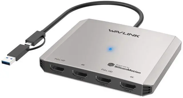 Main image of WAVLINK USB C to Quad HDMI 4K Adapter, Universal USB A to HDMI Docking Dual Triple Display Station for Windows, Mac M1/M2/M3/M4, Thunderbolt, USB-C Laptops