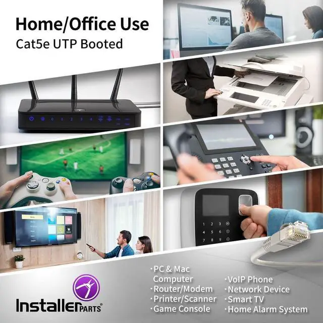 Alt view image 5 of 5 - InstallerParts (10 Pack Ethernet Cable CAT5E Cable UTP Booted 6 FT - Gray - Professional Series - 1Gigabit/Sec Network/Internet Cable, 350MHZ