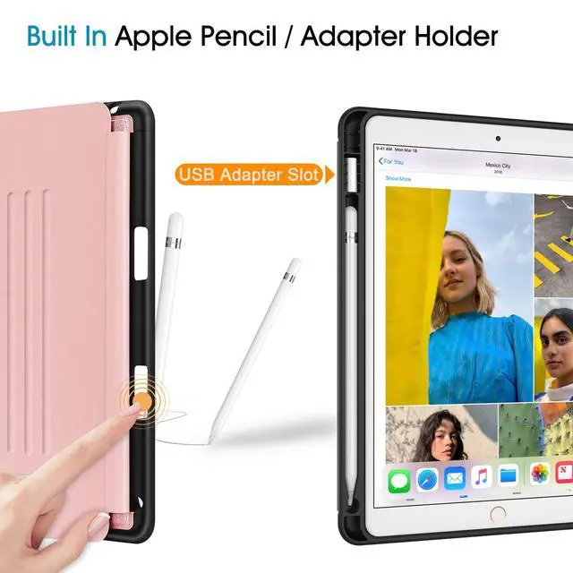 Alt view image 4 of 5 - Fintie Magnetic Stand Case for iPad Air 10.5" (3rd Generation) 2019 / iPad Pro 10.5" 2017, Multi-Angle Viewing Rugged Soft TPU Back Cover with Pencil Holder, Auto Wake/Sleep, Rose Gold