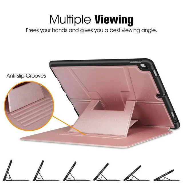 Alt view image 5 of 5 - Fintie Magnetic Stand Case for iPad Air 10.5" (3rd Generation) 2019 / iPad Pro 10.5" 2017, Multi-Angle Viewing Rugged Soft TPU Back Cover with Pencil Holder, Auto Wake/Sleep, Rose Gold