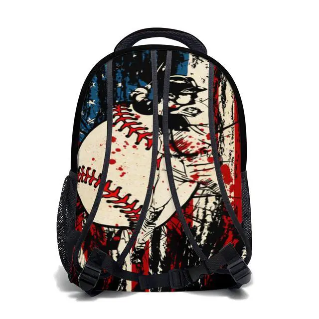 Alt view image 2 of 4 - Kawani American Flag Baseball Print College Bookbags USA School Backpack for Girls Women, Teens Sports School Bags Bookbags Ladies Laptop Vintage Backpacks Travel Hiking Camping Gym Daypack
