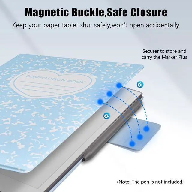Alt view image 2 of 5 - E NET-CASE Case for Remarkable Paper Pro, Premium PU Leather Book Folio with Pen-Buckle, Lightweight Magnetic Case with Auto Sleep/Wake for Remarkable Paper Pro 11.8" 2024 Released (SkyBlue-Notebook)