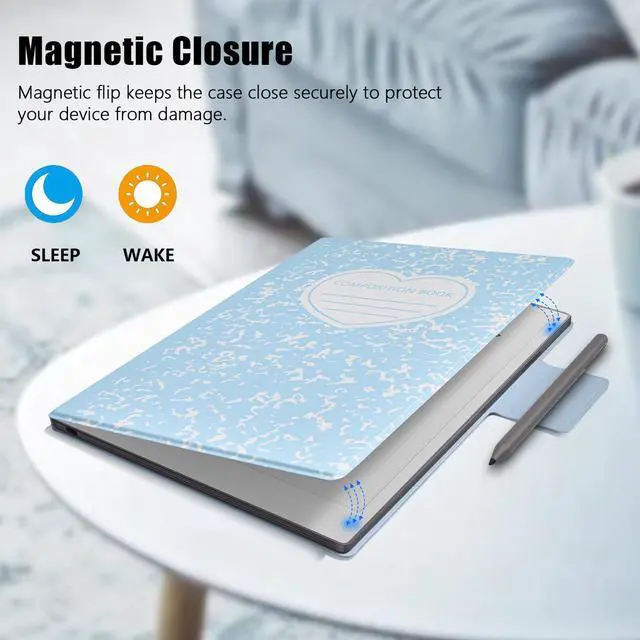 Alt view image 3 of 5 - E NET-CASE Case for Remarkable Paper Pro, Premium PU Leather Book Folio with Pen-Buckle, Lightweight Magnetic Case with Auto Sleep/Wake for Remarkable Paper Pro 11.8" 2024 Released (SkyBlue-Notebook)