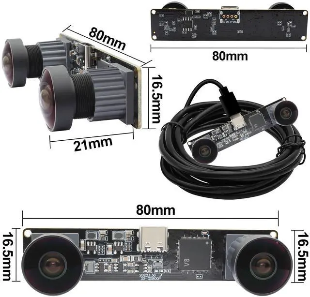 Alt view image 5 of 5 - MMlove Monochrome Black/White USB Stereo Camera Module 800P 120fps Global Shutter Synchronous Dual Lens 3D Webcam 101° Viewing Angle Lightburn Camera for VR Face Recognition,PC/Laptop/Raspberry Pi