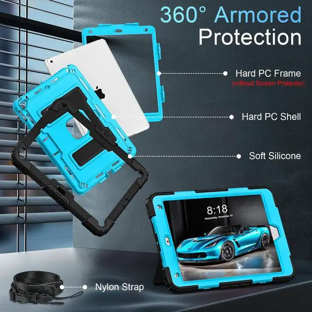 Alt view image 2 of 5 - WESOROL CASE for iPad 9th Generation 2021/ iPad 8th Generation 2020/ iPad 7th Generation 2019,Kids Friendly iPad Case 9/8/7th Gen with Pencil Holder,Shockproof Cover for i Pad 10.2 Inch,Black Blue