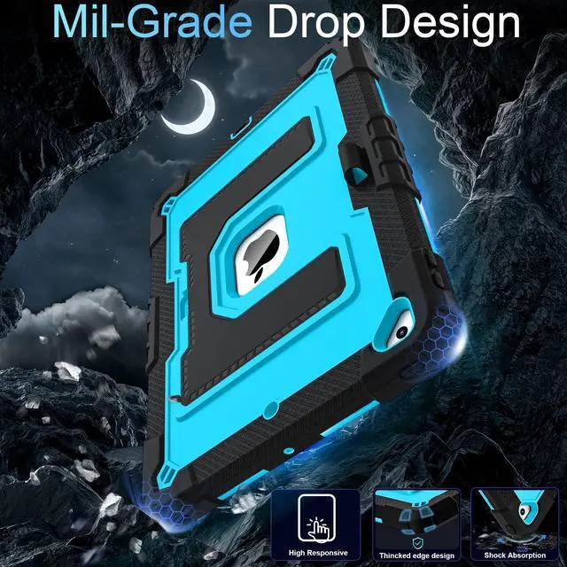 Alt view image 3 of 5 - WESOROL CASE for iPad 9th Generation 2021/ iPad 8th Generation 2020/ iPad 7th Generation 2019,Kids Friendly iPad Case 9/8/7th Gen with Pencil Holder,Shockproof Cover for i Pad 10.2 Inch,Black Blue