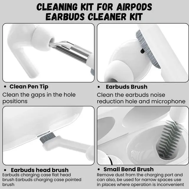 Alt view image 3 of 5 - Ekoomar 32-in-1 Electronics Cleaning Kit - Keyboard, Phone, Computer & Laptop Cleaner Kit - Compatible for MacBook, AirPods & iPhone Charger Port Cleaning Tool - Tech Gadget Cleaner - White
