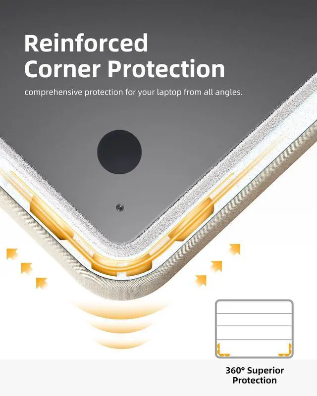 Alt view image 4 of 5 - Innostyle 13.3 inch Laptop Case, 14 inch Puffy Laptop Sleeve Compatible with MacBook Air, HP Dell ASUS Lenovo, Polyester Horizontal Bag, Sand