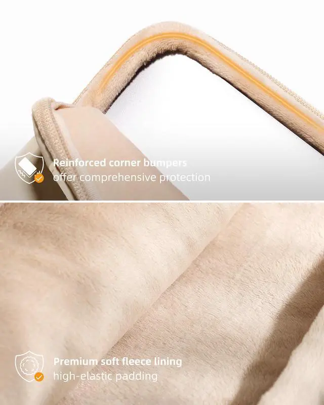 Alt view image 3 of 5 - Innostyle 13.3 inch Laptop Case, 14 inch Puffy Laptop Sleeve Compatible with MacBook Air, HP Dell ASUS Lenovo, Polyester Horizontal Bag, Sand