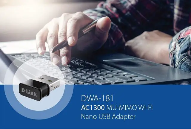 Alt view image 5 of 5 - D-Link AC1300 MU-MIMO Wi-Fi Nano USB Adapter, Ultra-Mini (20.2mm x 14.9mm) Dual Band 2.4G/5G Wireless Adapter for PC or Laptop, Plug and Play, Easy Install, Upgrade your WiFi (DWA-181)