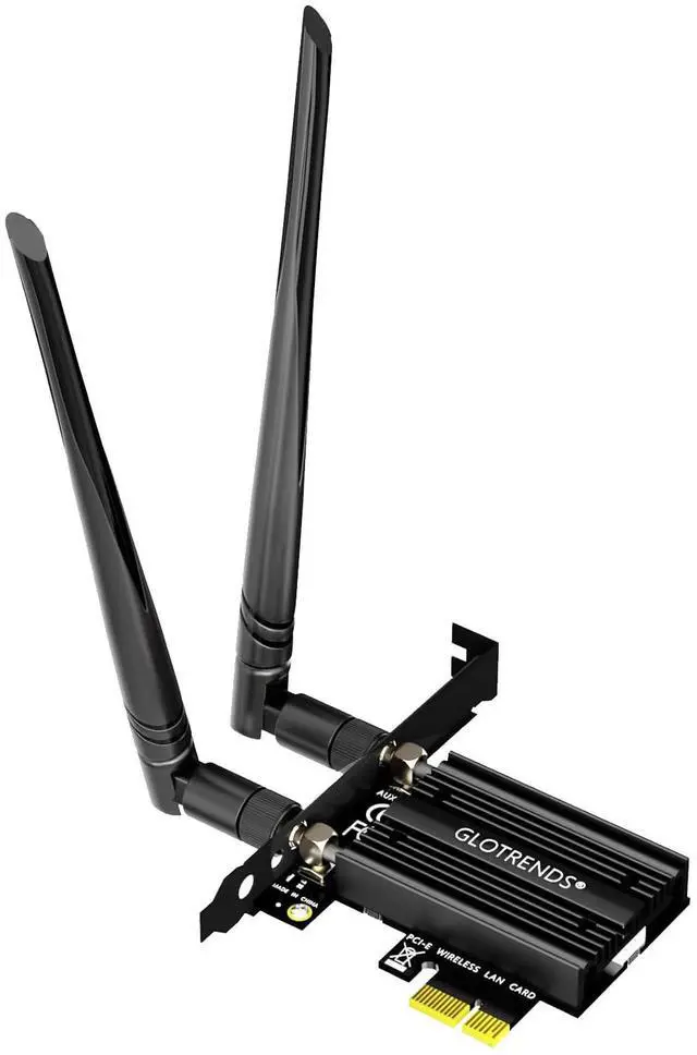 Main image of GLOTRENDS AC1200 WiFi 5 PCIe Card with Low-Profile Bracket for Desktop PC, Intel 7265 Chip, 802.11ac, Bluetooth 4.2, Support Windows 11/10/7/Linux, Not Support Mac OS/Windows XP