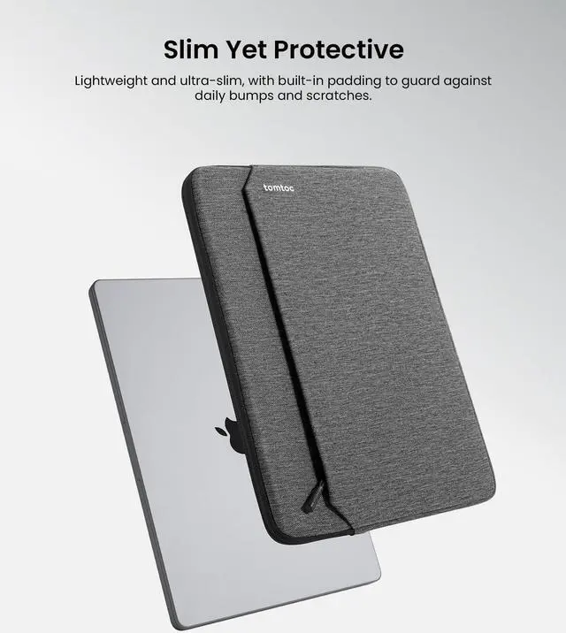 Alt view image 2 of 5 - tomtoc Slim Laptop Sleeve for 15-inch 2025 New MacBook Air M4/A3241, M3/A3114, M2/A2941, 15 Inch Microsoft Surface Laptop AI PC/6/5, Dell XPS 15 Plus, Recycled Water-Resistant Protective Case Bag
