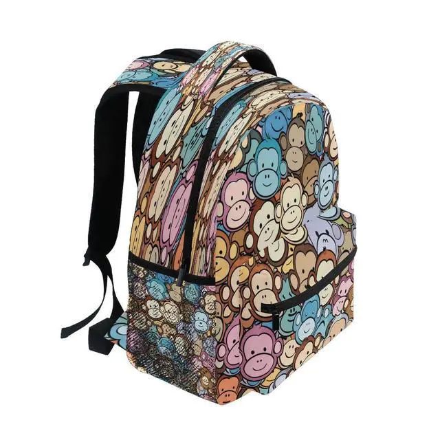Alt view image 2 of 5 - senya School Backpack Blue Brown Grey Monkey Teens Girls Boys Bookbags Travel Schoolbag