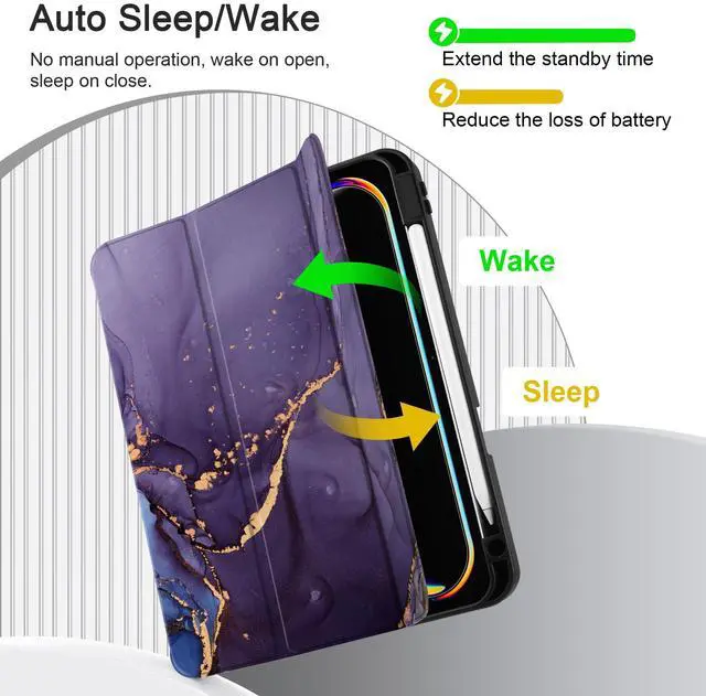 Alt view image 5 of 5 - DONGKE Case for iPad Pro M4 11 inch 2024 5th Gen - [Built-in Pencil Holder] Ultra Thin Soft TPU Back Cover with Trifold Stand Support Auto Wake/Sleep for iPad Pro 11-inch (M4) - Abstract Marble