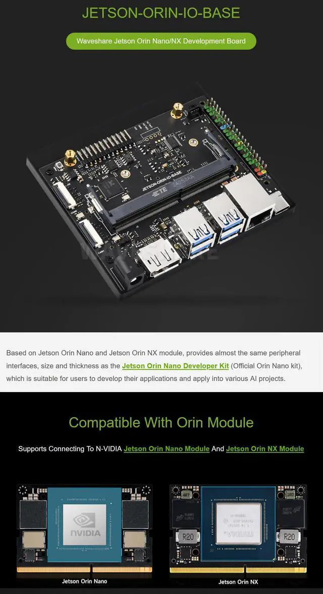 Alt view image 2 of 5 - Jetson Orin Nano/NX Development Board Alternative Solution Base Developer Kit Based on Jetson Orin Nano and Jetson Orin NX Module @XYGStudy (Jetson-ORIN-IO-Base)