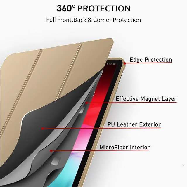 Alt view image 5 of 5 - DuraSafe Cases for iPad 10.2 inch 9th 8th 7th Gen Case A2602 A2604 A2603 A2605 MK2K3LL/A MK2L3LL/A MK2N3LL/A MK2P3LL/A MK663LL/A MK6A3LL/A MK693LL/A A2270 MYLC2LL/A A2428 A2429 A2430 A2197 - Gold