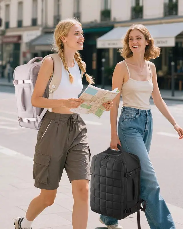 Alt view image 5 of 5 - LOVEVOOK Large Travel Backpack for Women, TSA Carry on Backpacks for Airplanes, 40L Personal Item Travel Essentials Bag with 3 Packing Cubes, Waterproof Puffer Laptop Bag for Weekender Overnight Black