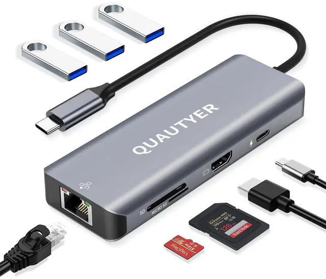 Main image of USB C Docking Station MAC Adapter Multiport usb c to ethernet adapter USBC Multiport 8 in 1 usb c hub with ethernet 1000M 4K HDMI 100W PD Charging USB 3.0 SD/TF Card Reader usbc hub for macbook pro HP