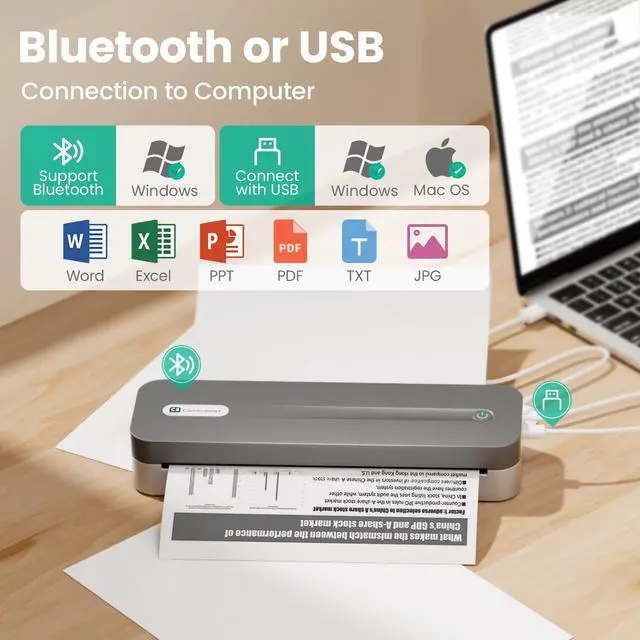 Alt view image 2 of 5 - CamScanner P1 Pro Thermal Printer, Large Format Portable Bluetooth Inkless Printer with 1 Roll Paper 8.5x11 Inch, Compatible with iPhone  Computer,Home Office Essentials