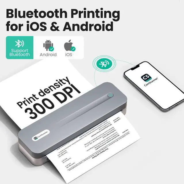 Alt view image 3 of 5 - CamScanner P1 Pro Thermal Printer, Large Format Portable Bluetooth Inkless Printer with 1 Roll Paper 8.5x11 Inch, Compatible with iPhone  Computer,Home Office Essentials