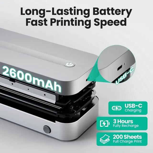 Alt view image 4 of 5 - CamScanner P1 Pro Thermal Printer, Large Format Portable Bluetooth Inkless Printer with 1 Roll Paper 8.5x11 Inch, Compatible with iPhone  Computer,Home Office Essentials